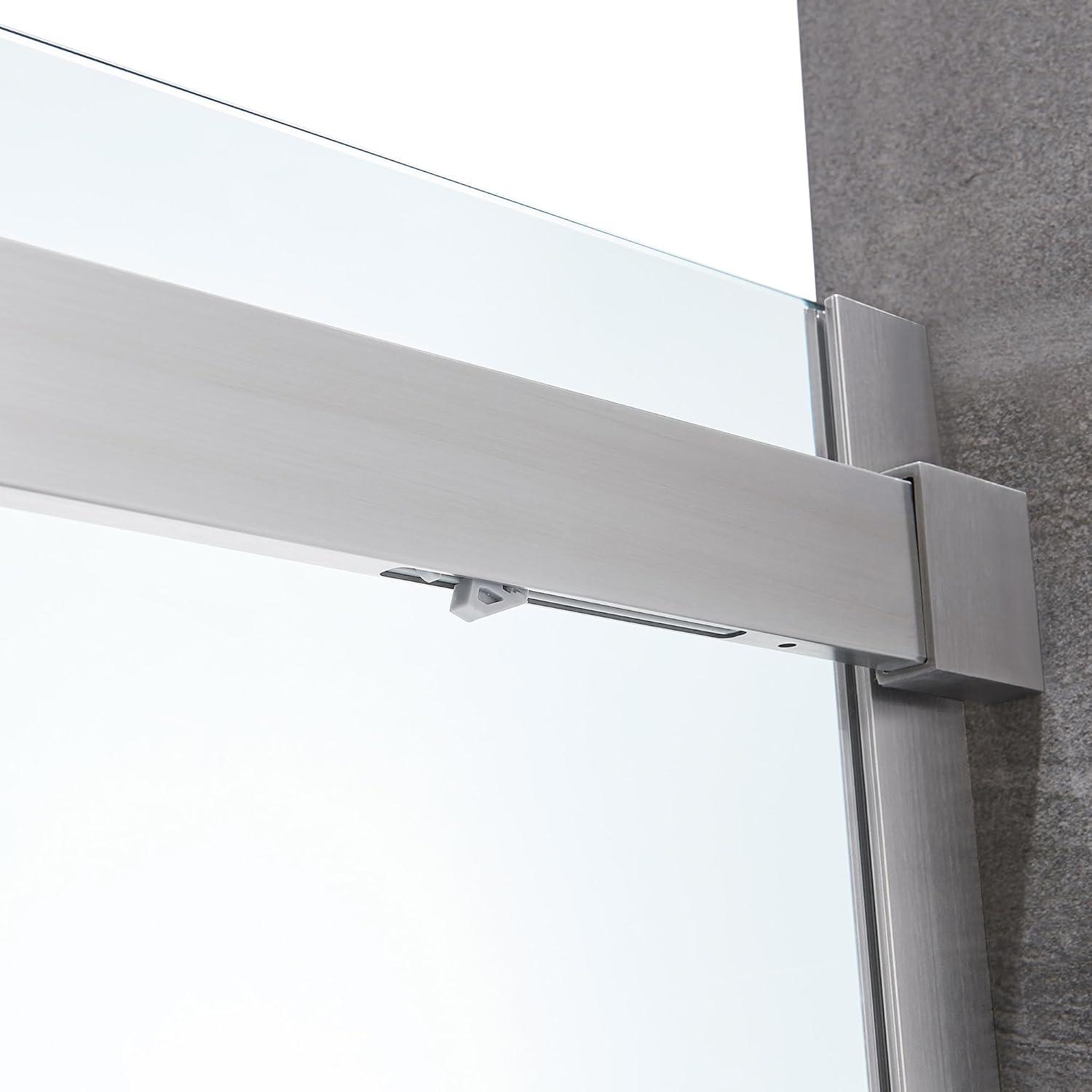 OVE Decors Bel Soft Close Satin nickel 72-in W x 78.75-in H Frameless Clear Glass Sliding Soft Close Shower door