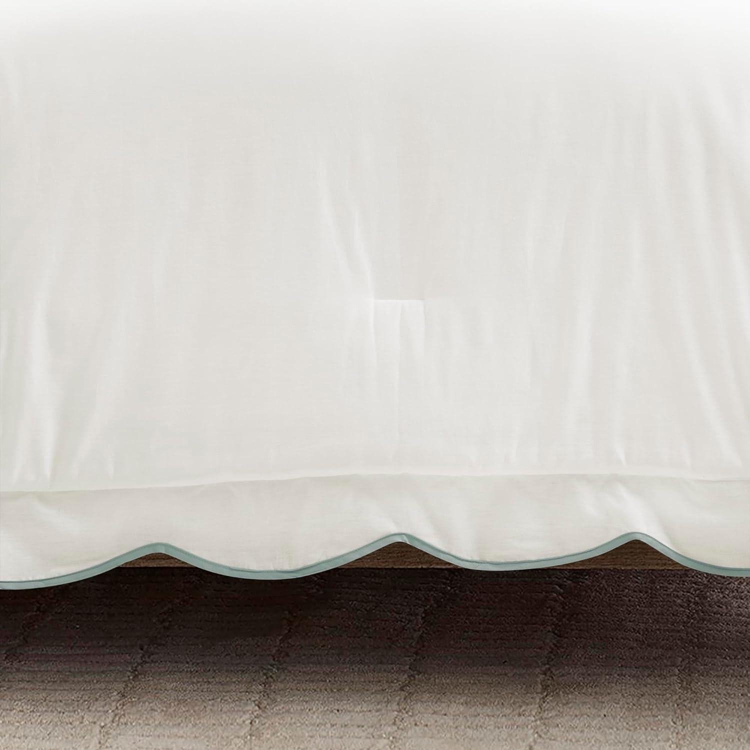 3pc Full/Queen Coastal Chic Scallop Edge Comforter Set Blue - Lush Décor: OEKO-TEX Certified, Cotton & Polyester