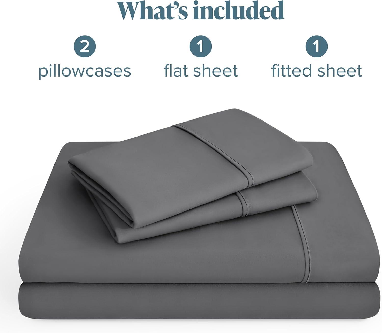 Bare Home Luxury Bed Sheet Set - Premium 1800 Collection - 4 Piece - Twin-XL, Gray