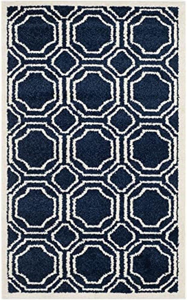 Amherst AMT411 Power Loomed Accent Rug - Navy/Ivory - 2'6"x4' - Safavieh.