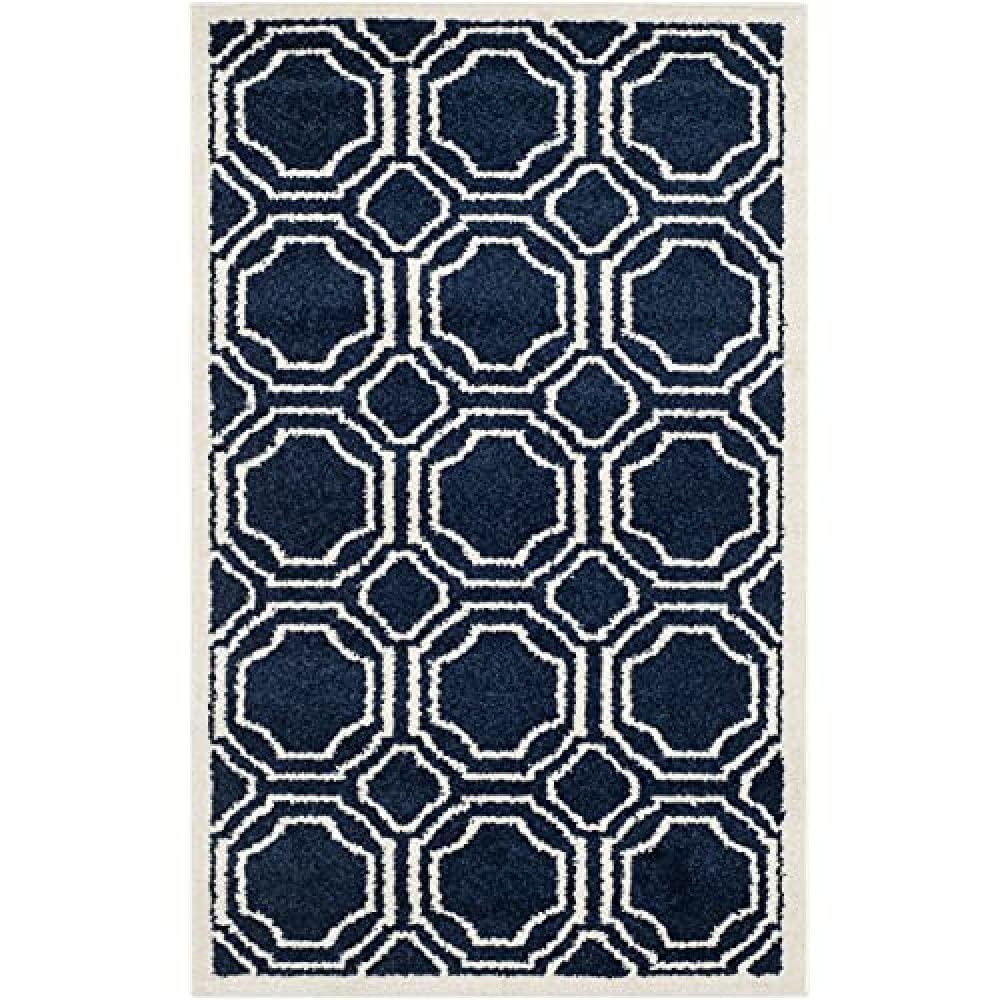 Amherst AMT411 Power Loomed Accent Rug - Navy/Ivory - 2'6"x4' - Safavieh.