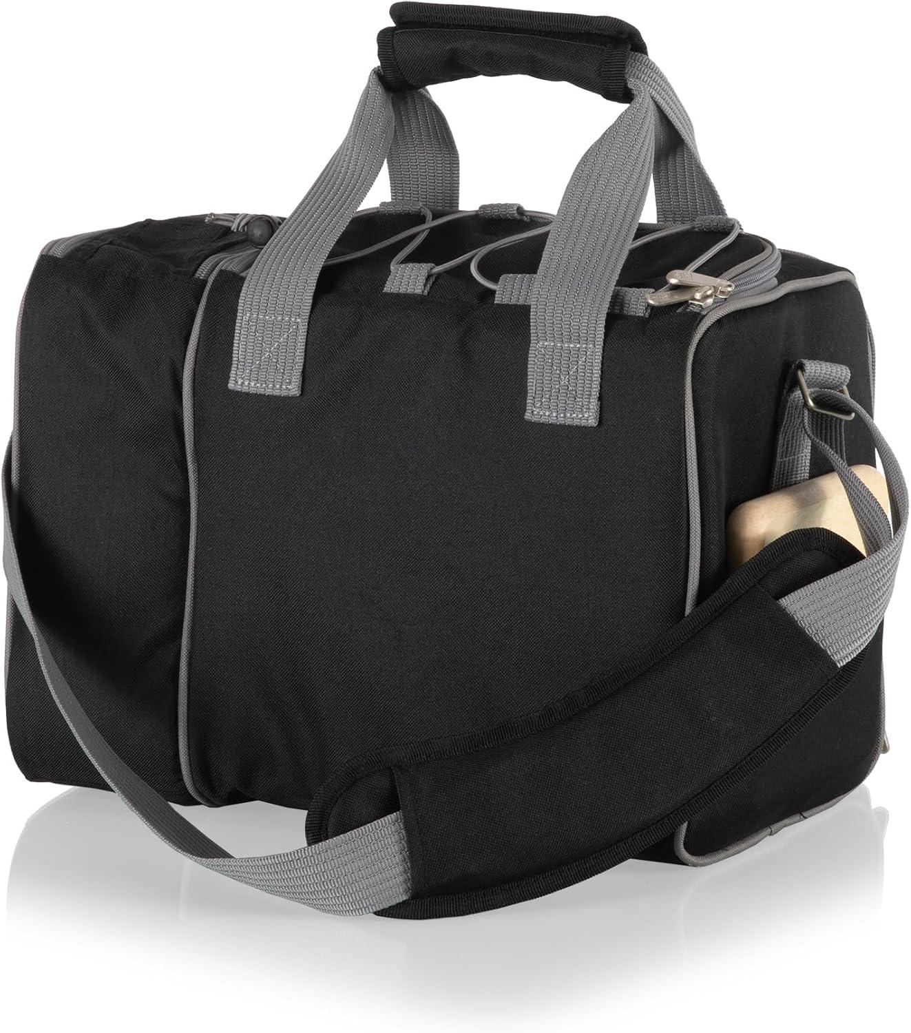 Black and Gray Insulated Picnic Tote with Picnic Set