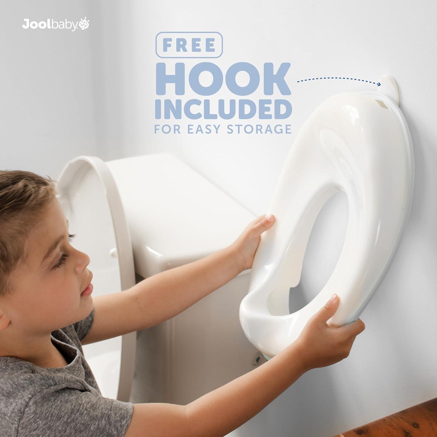 Jool Baby Potty Training Seat for Boys and Girls, Fits Round & Oval Toilets, Non-Slip with Splash Guard, Includes Free Storage Hook (Gray)