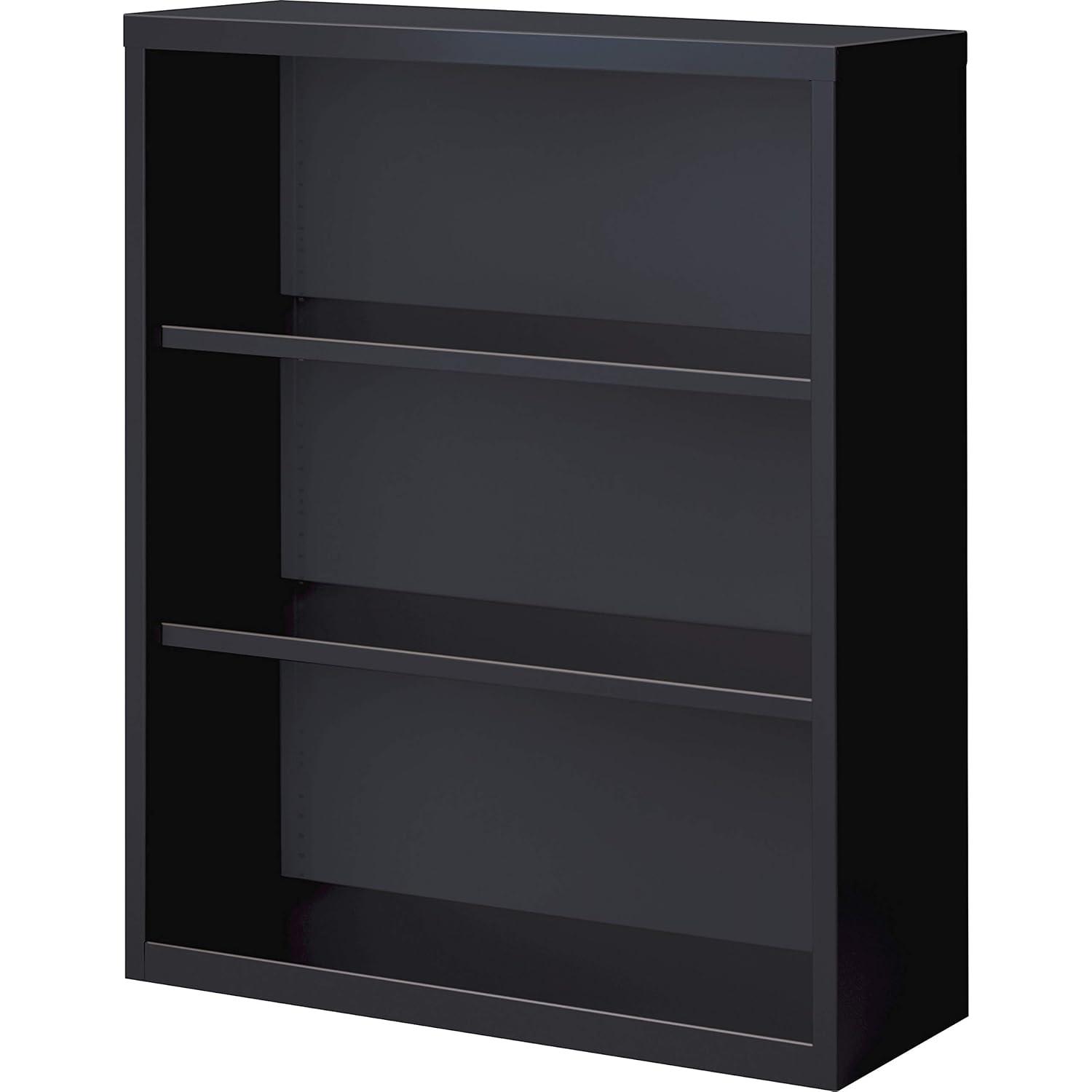Lorell Steel Bookcase 3-Shelf 34-1/2"x12-5/8"x42" Black 41285
