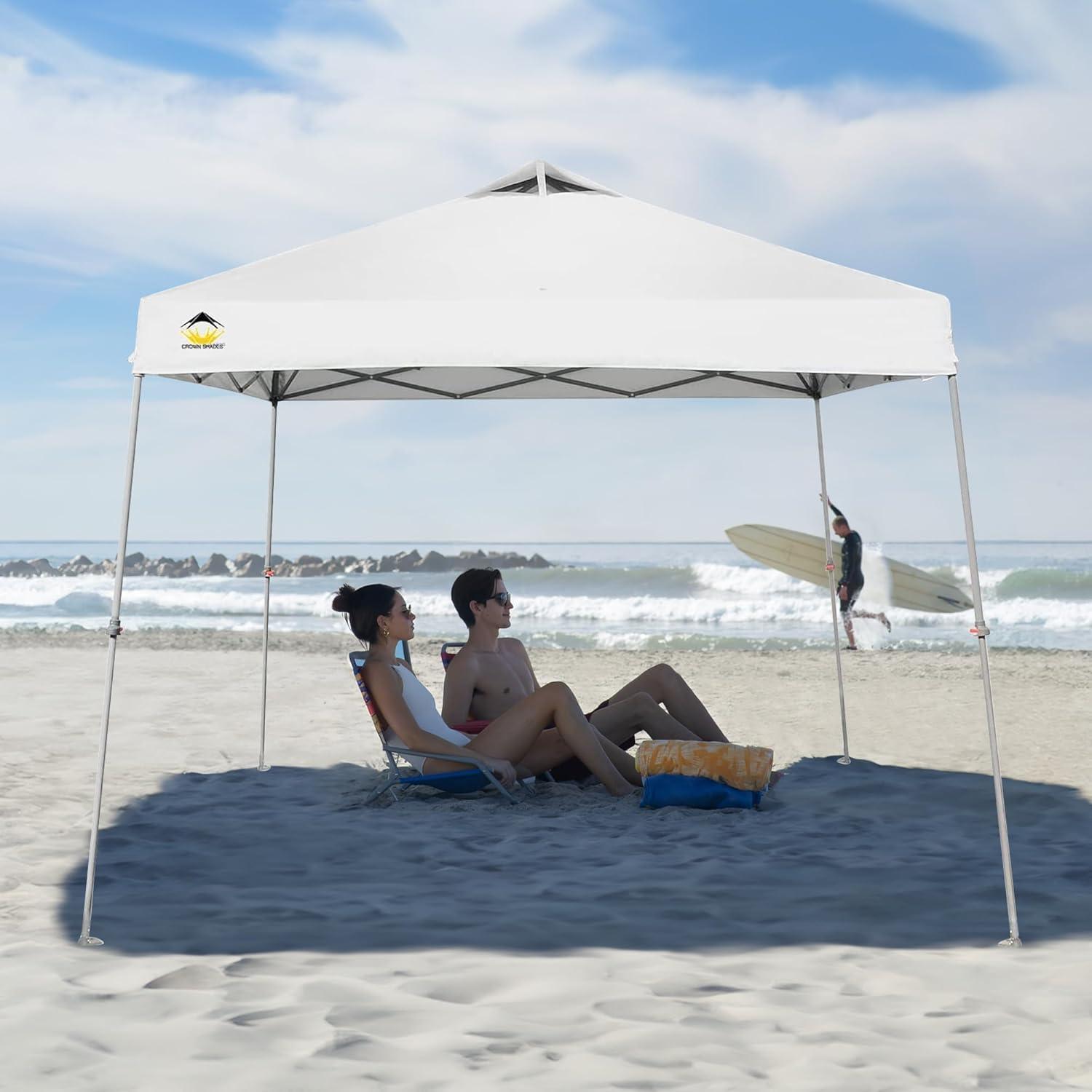 9x9 Pop Up Canopy Tent with Roller Bag – Slant Leg Outdoor Shade for Events & Camping White
