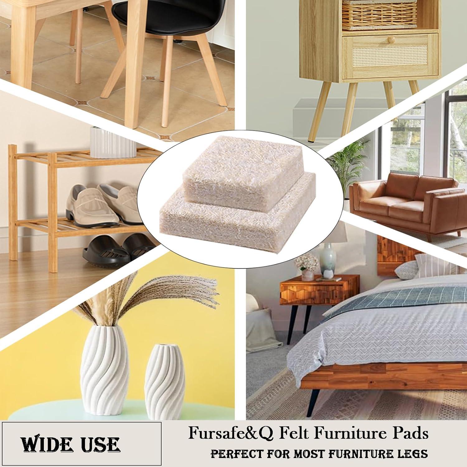 Fursafe&Q Felt Furniture Pads, Furniture Felt Pads for Hardwood Floors -Self Adhesive Chair Leg Floor Protectors, Protect from Nicks, Dents and Scratches, Chair Feet Protectors 136 Pcs Chair Feet