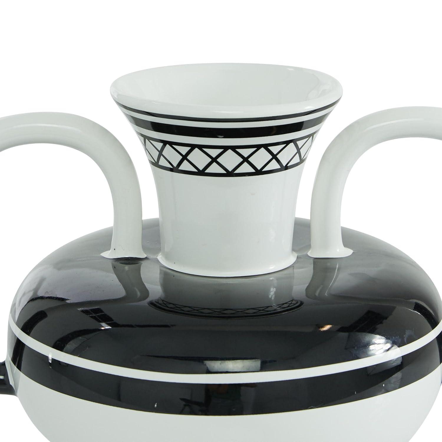 Novogratz Ceramic Decorative White Vase with Handles