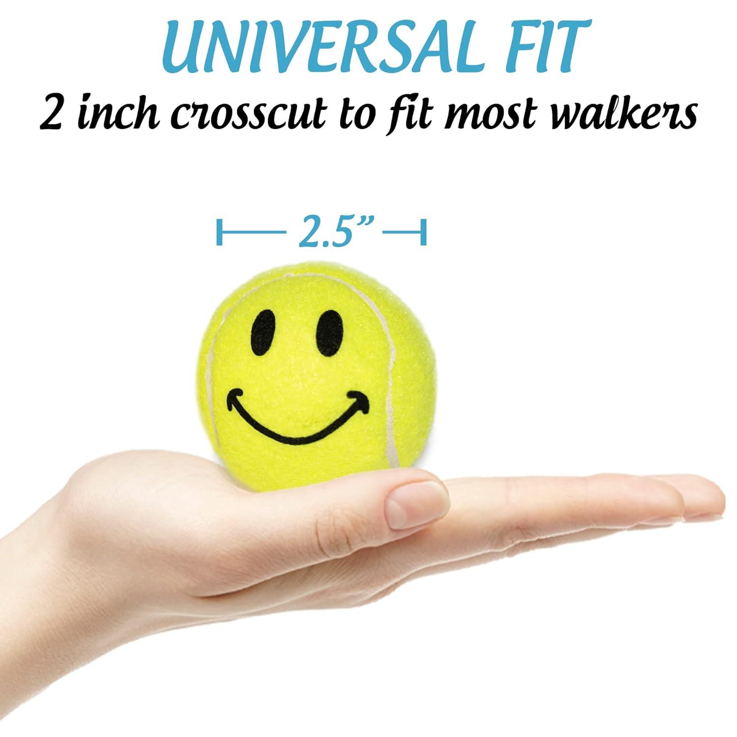 2 Pcs Smiley Pre-cut Walker Tennis Ball Glides Yellow Color