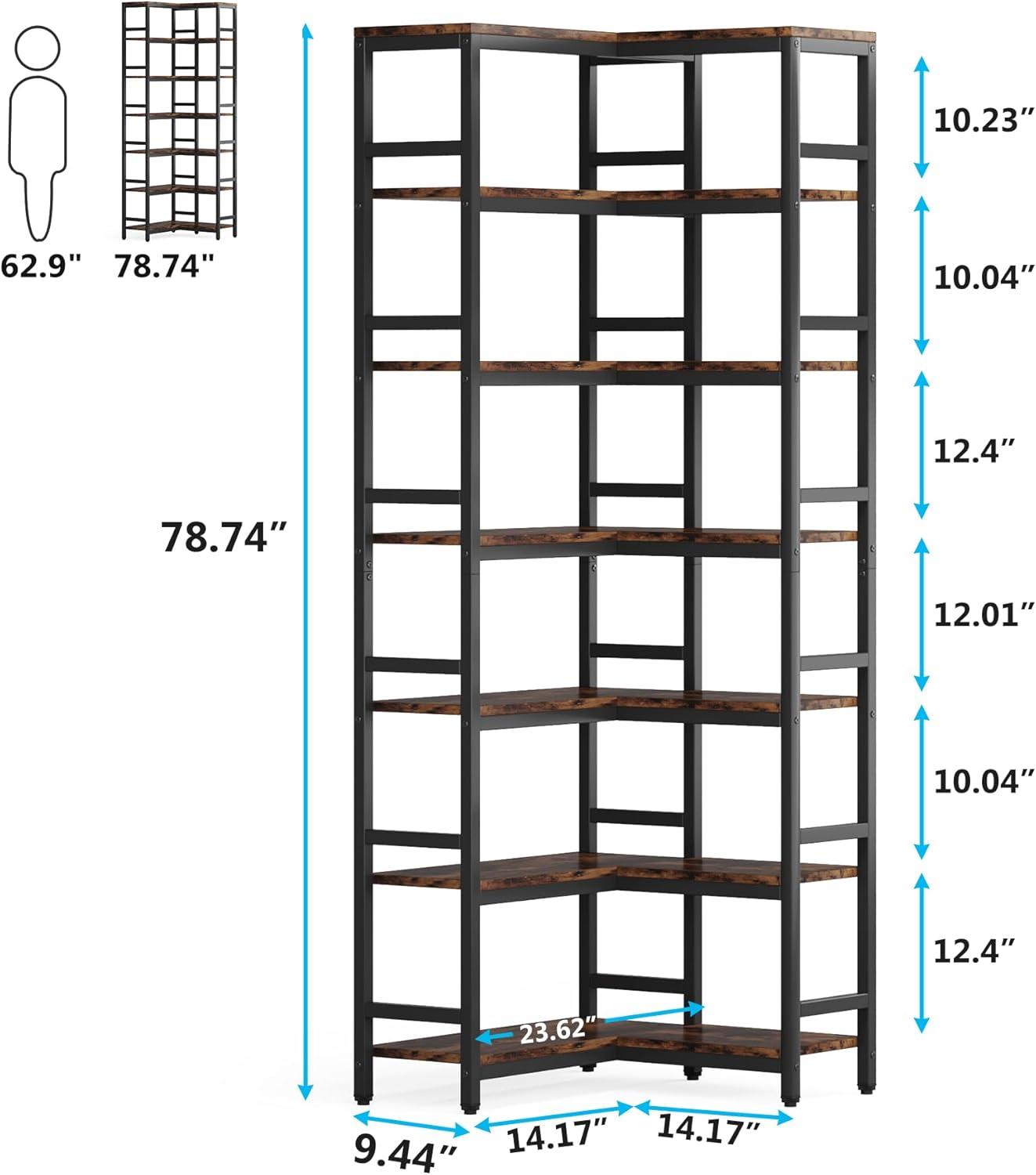 Hommoo 7-Tier Tall Corner Bookshelf