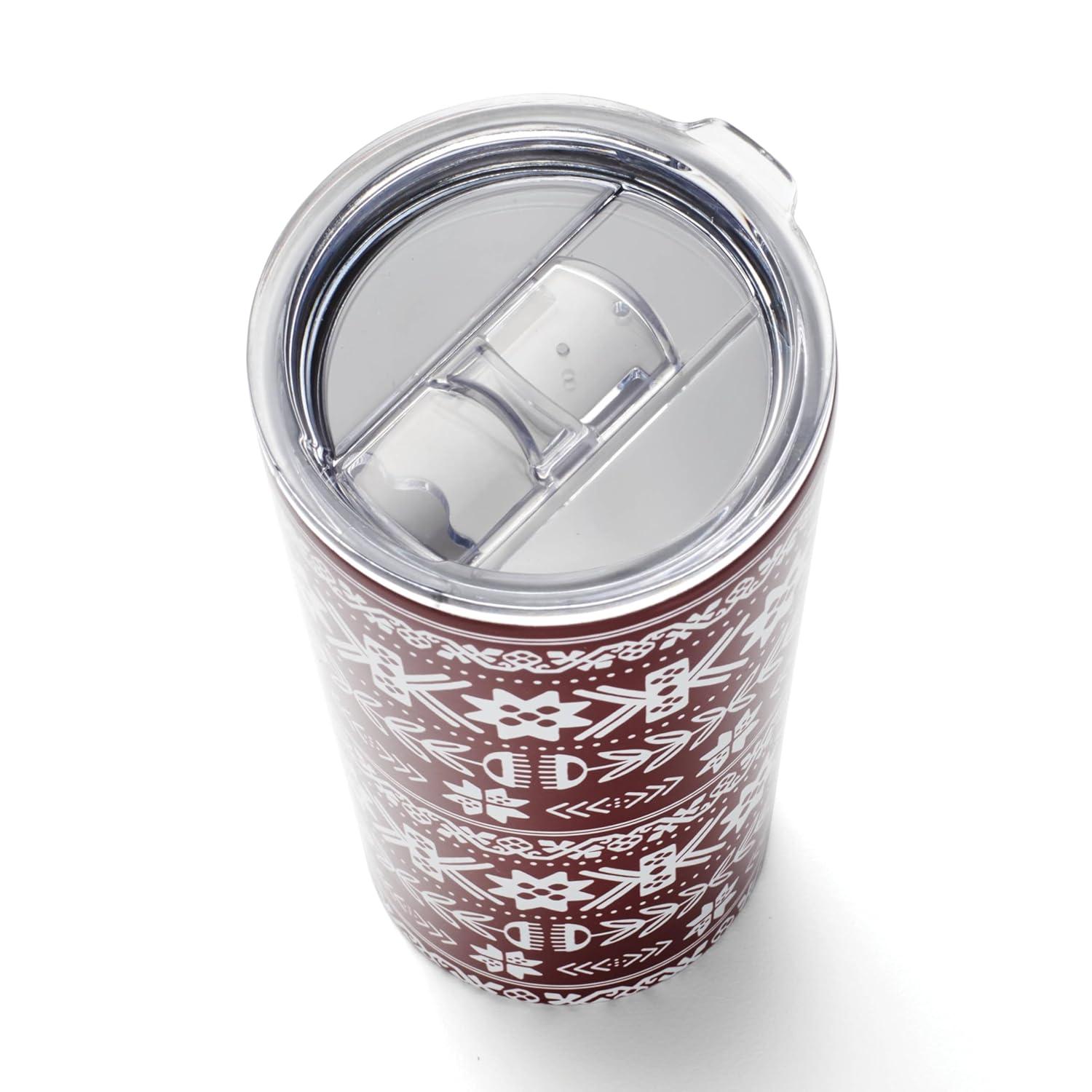 Festive Stainless Steel Highball Tumblers Set of 4 with Lids