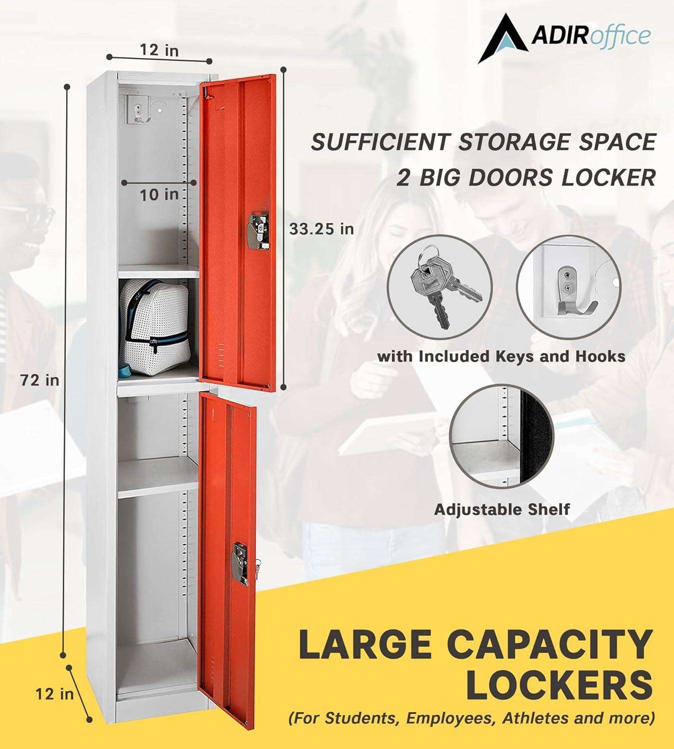 Red Steel Freestanding Locker with Adjustable Shelving