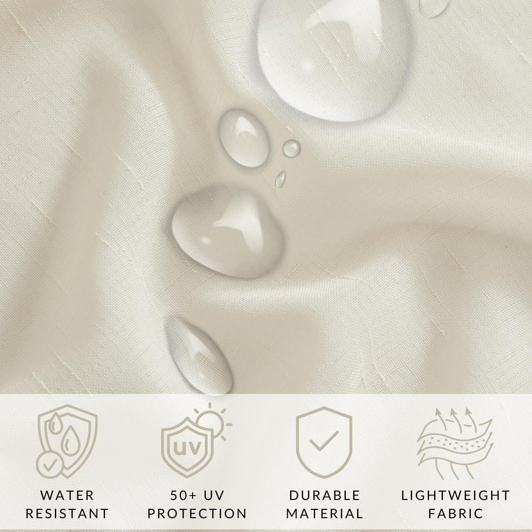 Carmen Sheer Extra Wide Indoor/Outdoor Single Window Curtain for Patio, Porch, Cabana - 114x108 - Ivory - Elrene Home Fashions