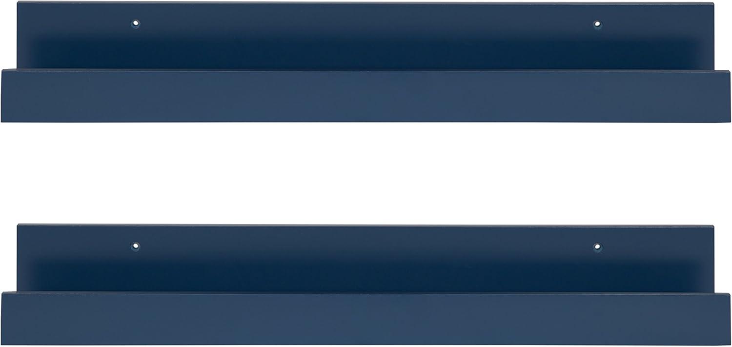 Kate & Laurel All Things Decor 2pc 24" Levie Wood Picture Ledge Wall Shelf Set Navy Blue: MDF Frame, No Assembly Required