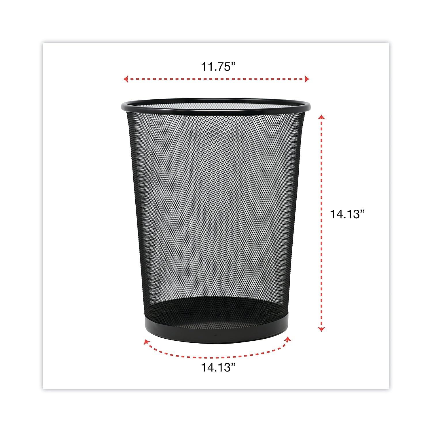 Black Steel Mesh Office Waste Basket - 4.5 Gallons