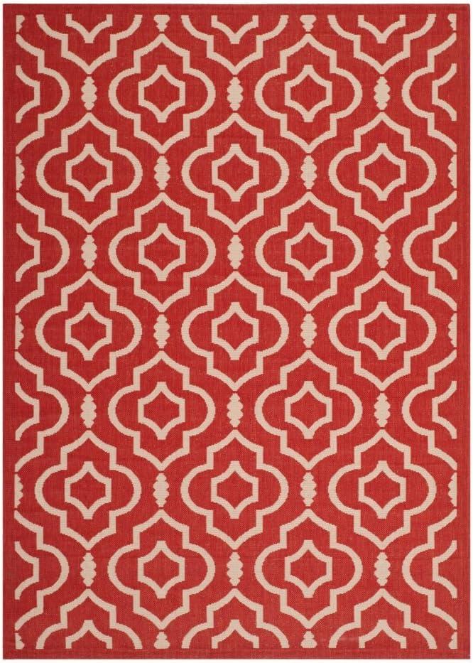 Courtyard CY6926 Power Loomed Indoor and Outdoor Area Rug - Red/Bone - 9'x12' - Safavieh