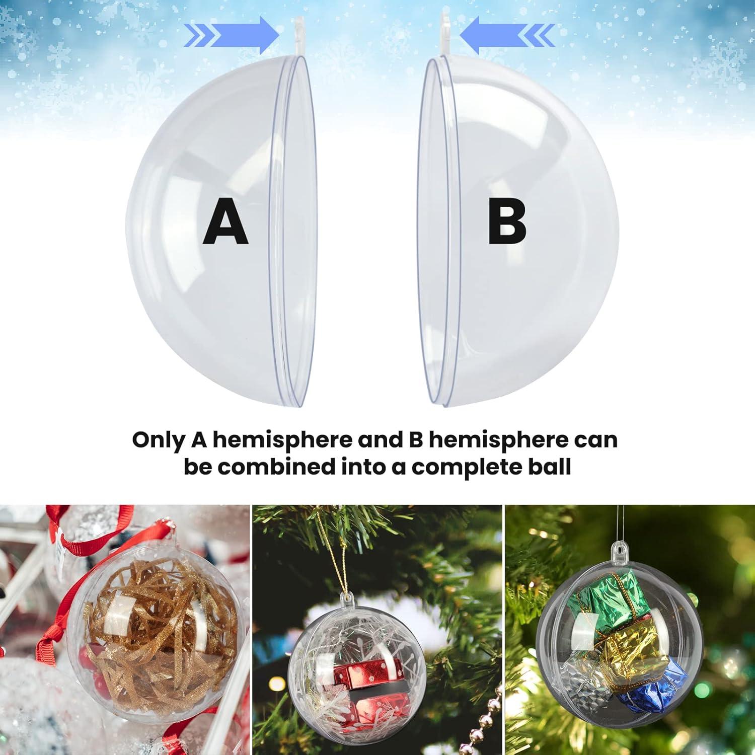 12 Pack Clear Plastic Fillable Ornament Ball 3.15''/80mm for Christmas,Holiday, Wedding,Party,Home Decor