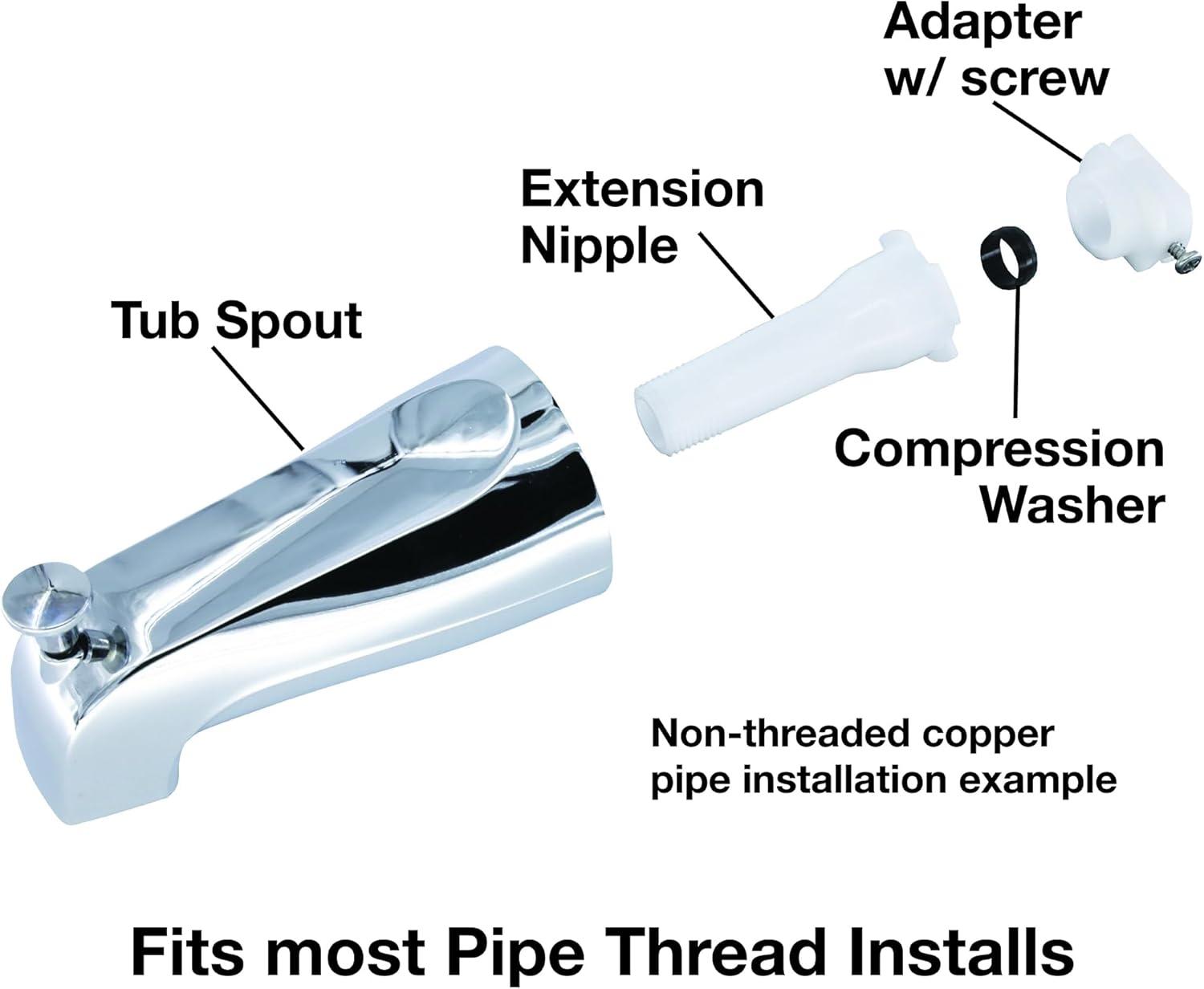 DANCO 88703 Tub Spout with Diverter, Chrome Finish, 1-Pack