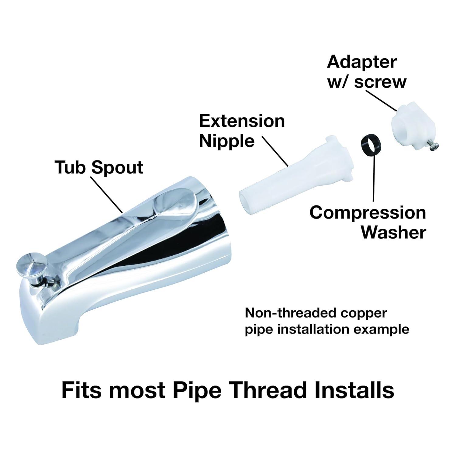 DANCO 88703 Tub Spout with Diverter, Chrome Finish, 1-Pack