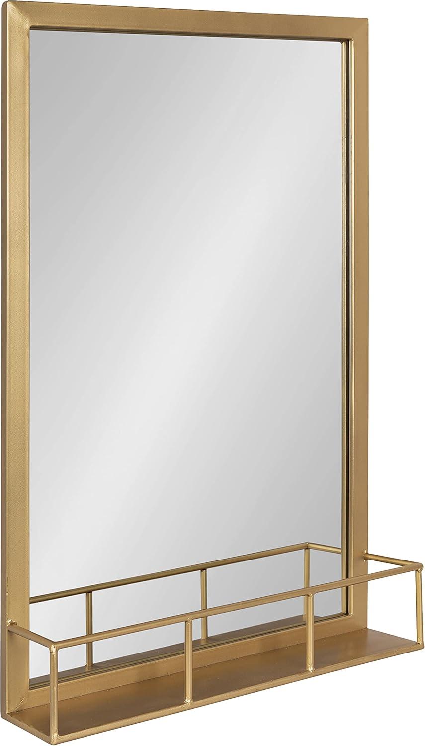 Kate and Laurel Jackson Modern Mirror with Shelf, 20 x 30, Gold, Decorative Mirror with Transitional Style and Additional Storage