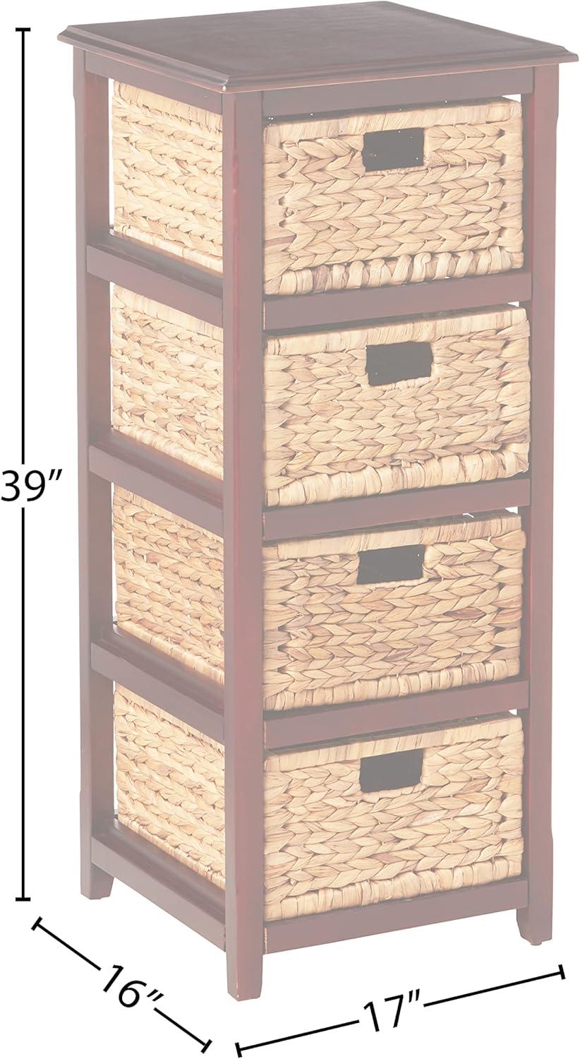 Espresso Four-Tier Storage Tower with Natural Baskets