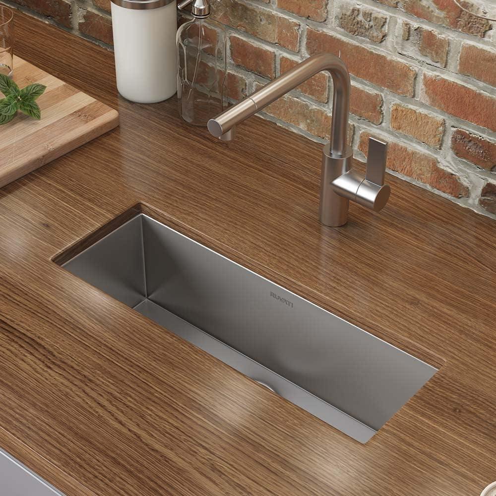 Ruvati Bar Prep Sink Narrow Trough Undermount 16 Gauge Stainless Steel Single Bowl