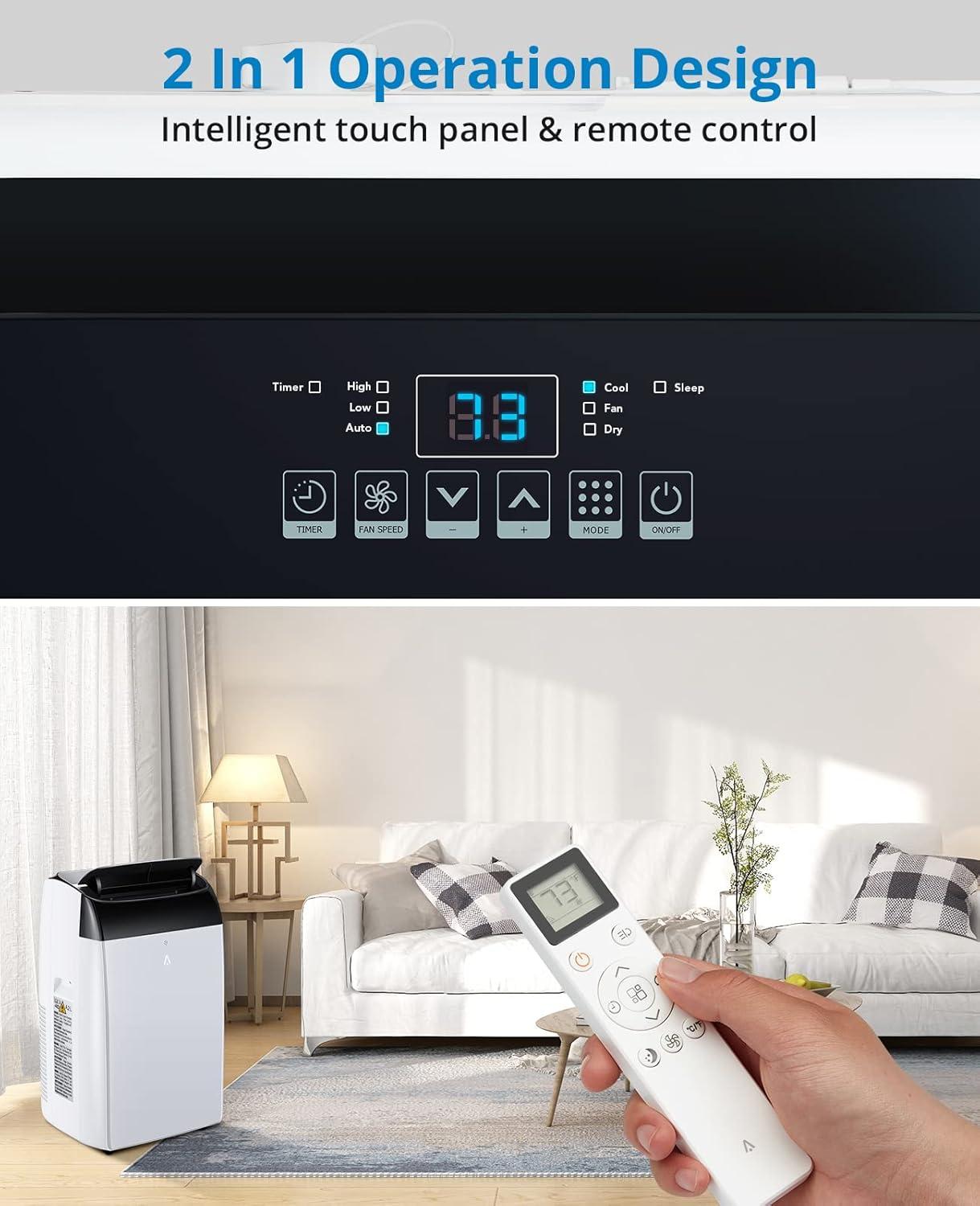 12000 BTU White Portable Air Conditioner with Remote Control