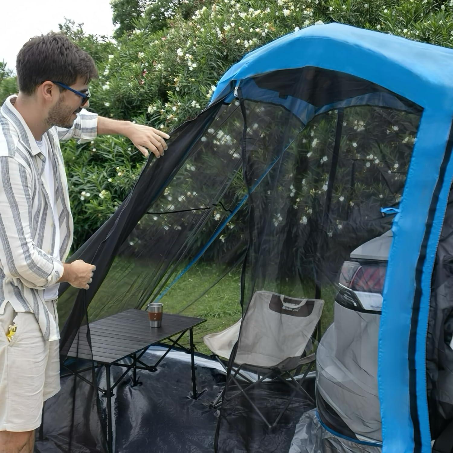 Blue 4-Person Four-Season Vehicle-Mounted Camping Tent