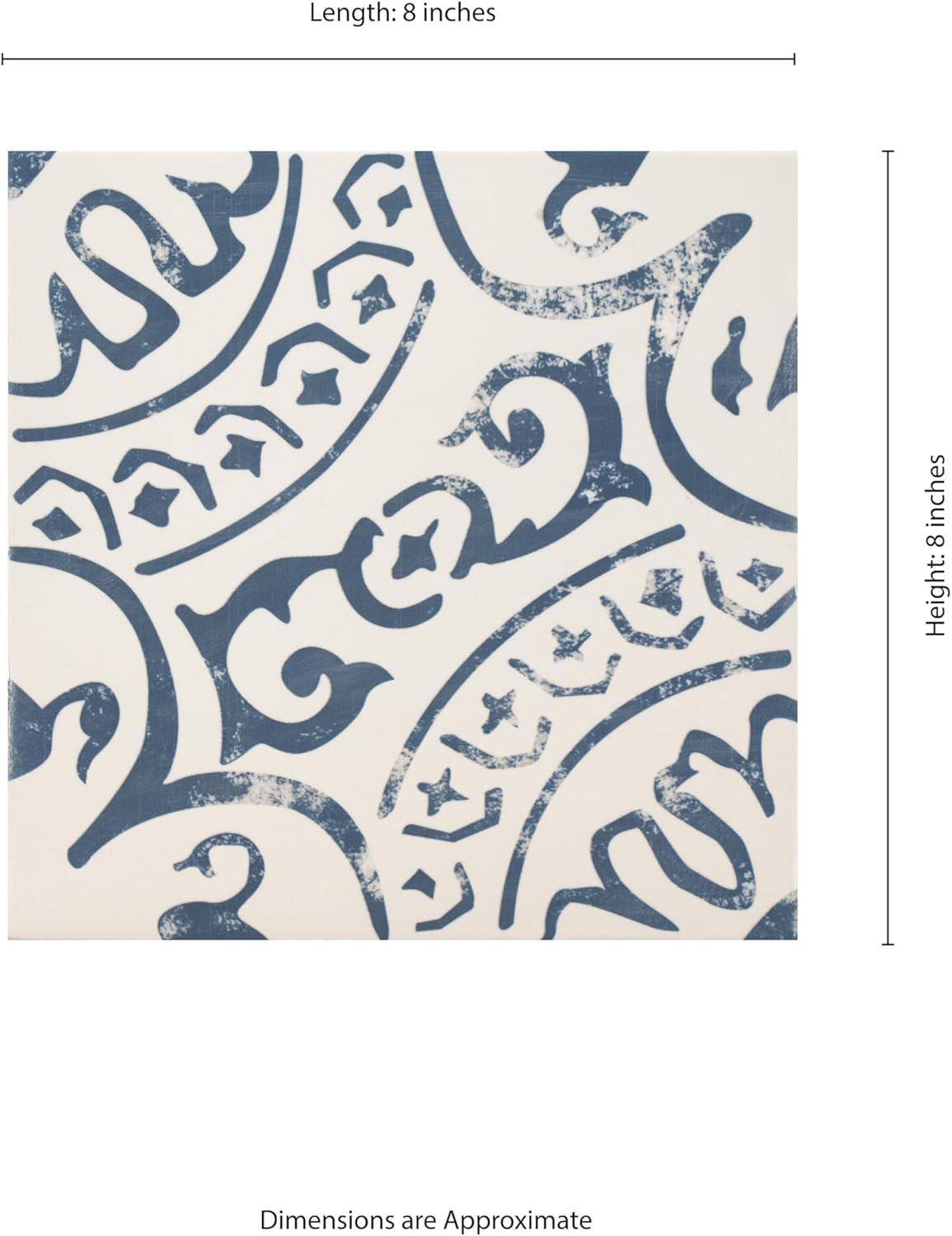 Ackland Amara 8" x 8" Encaustic Look Matte Porcelain Floor & Wall Tile