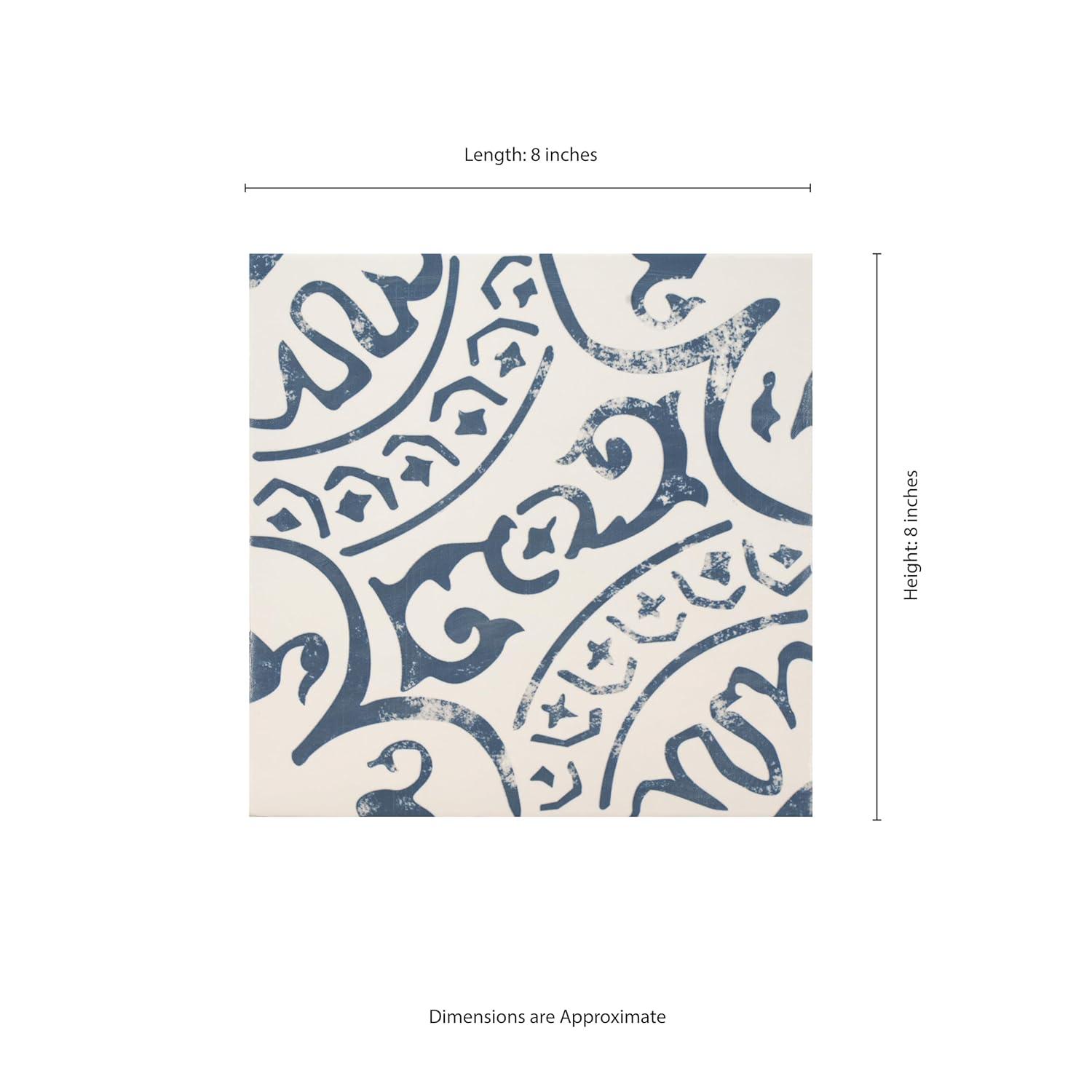 Ackland Amara 8" x 8" Encaustic Look Matte Porcelain Floor & Wall Tile