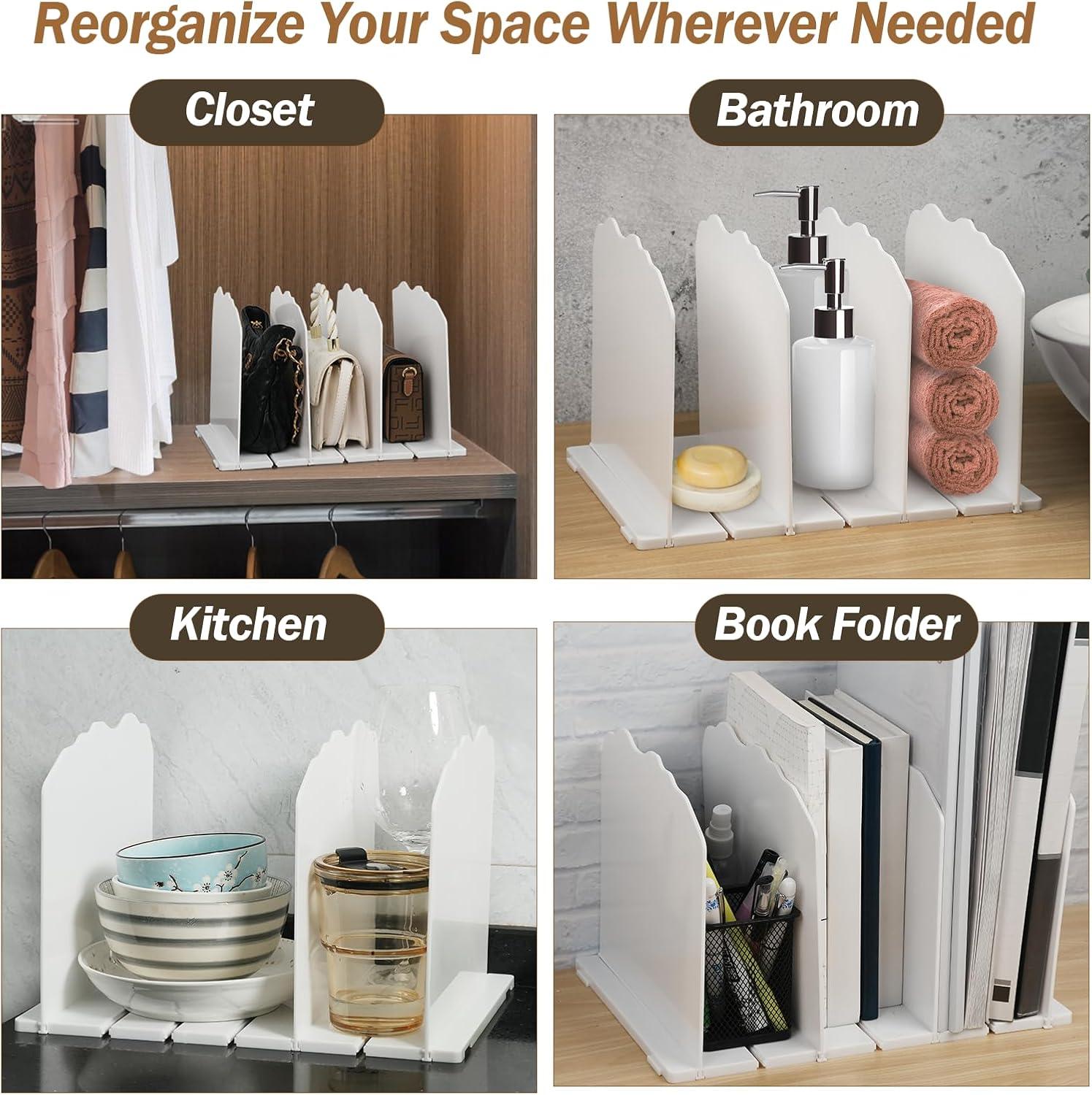 Rebrilliant Adjustable Shelf Divider for Closet, Closet Acrylic Handbag Separators Storage Organizer