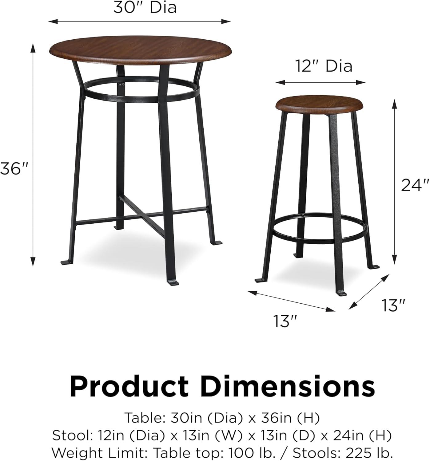 Grandview 3 - Piece Solid Wood Top Dining Set