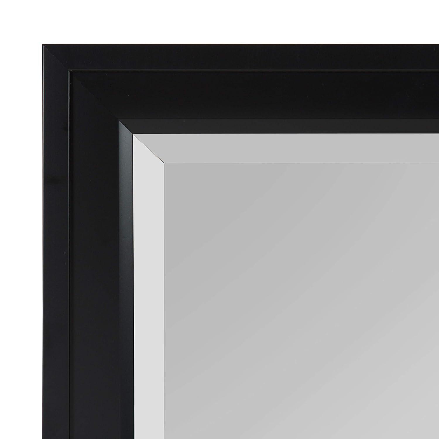 28" x 40" Bosc Framed Wall Mirror Black - DesignOvation: Modern Rectangular Decor, No Assembly Required