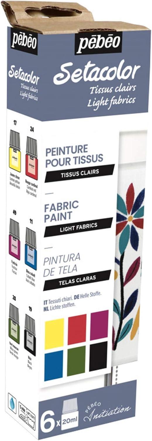 Pebeo Setacolor Fabric Paint - Light Fabrics, Set of 6