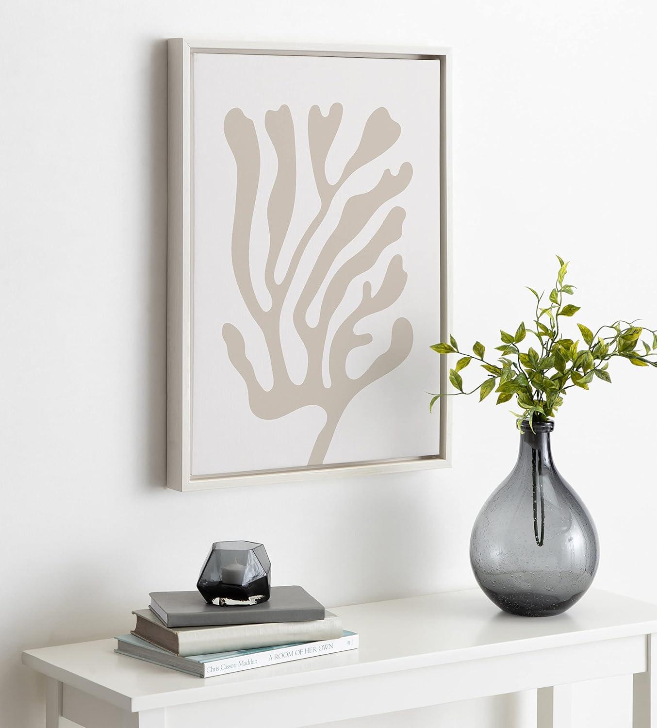 Sylvie Abstract Coral Coastal Frame Canvas by Creative Bunch White - Kate & Laurel All Things Decor