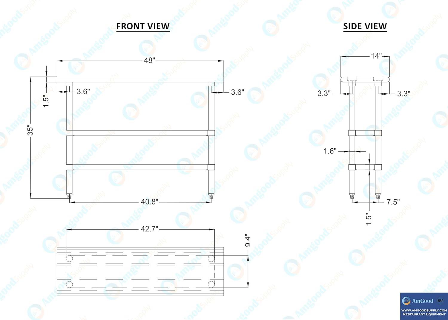 Stainless Steel Work Table with 2 Shelves