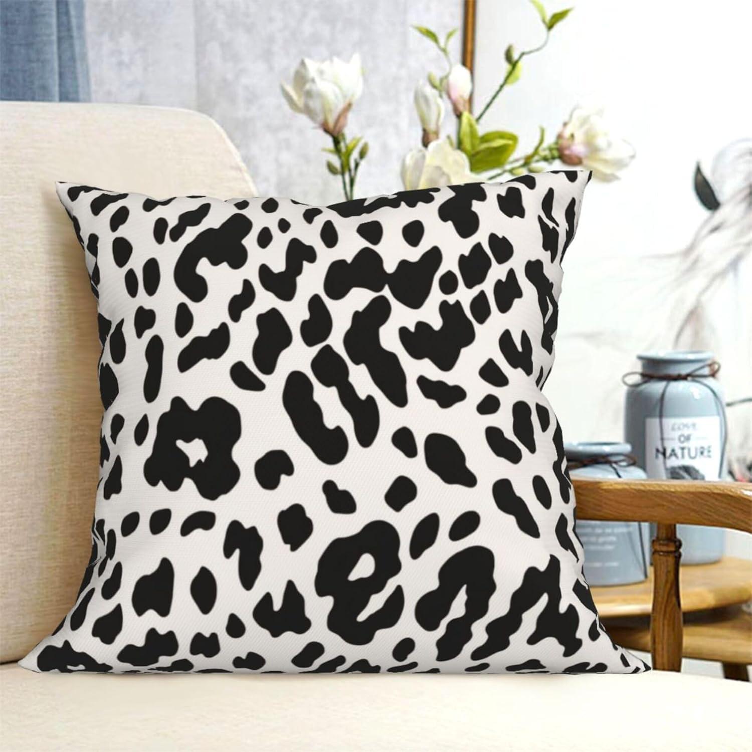 Black and White Leopard Print Polyester Euro Pillowcase