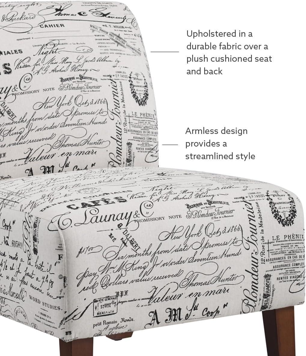 Lily Traditional Slipper Upholstered Sailing Accent Chair Script - Linon