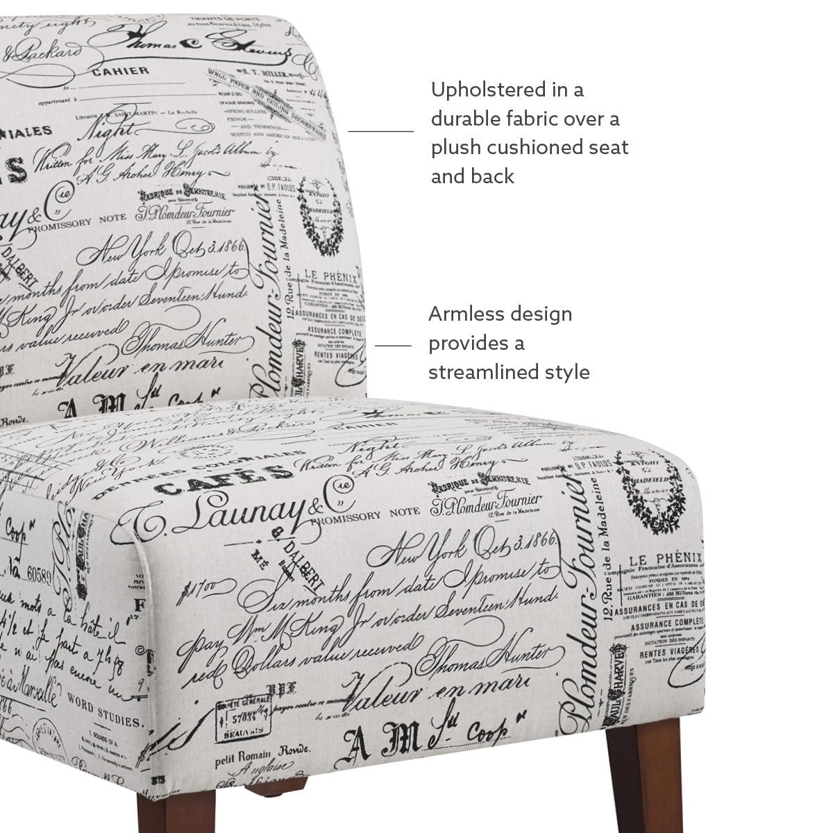 Lily Traditional Slipper Upholstered Sailing Accent Chair Script - Linon