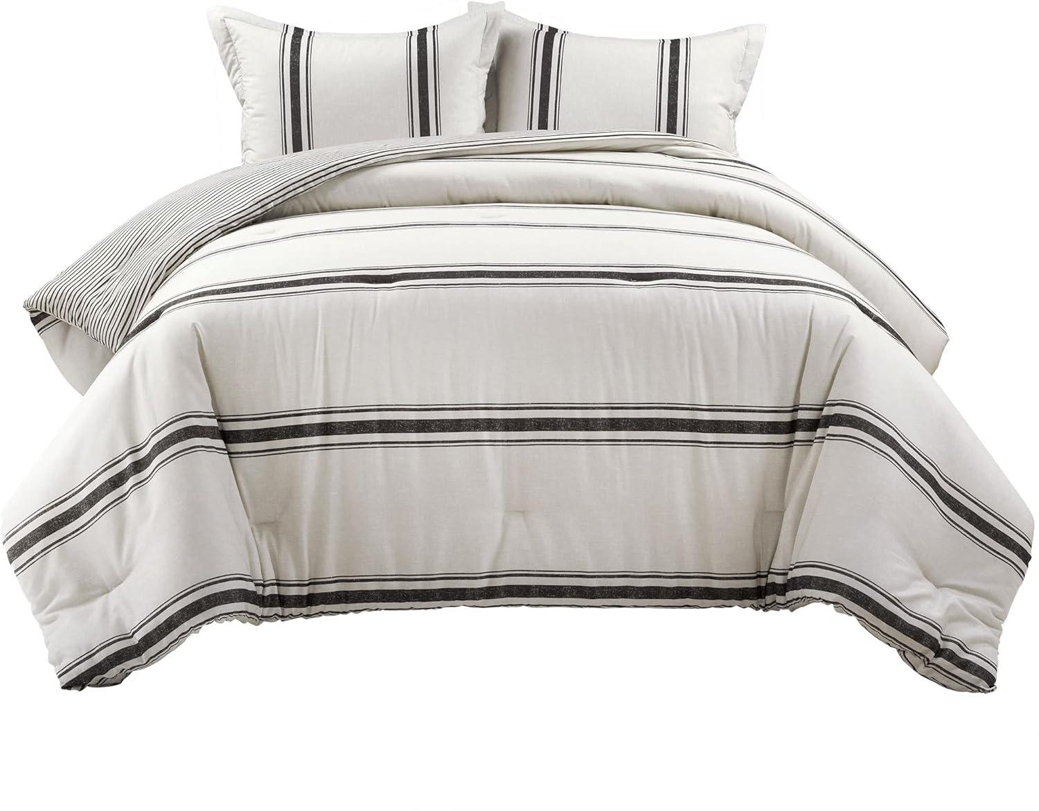 Lush Decor Dark Gray Cotton Reversible 3 Piece Comforter Set