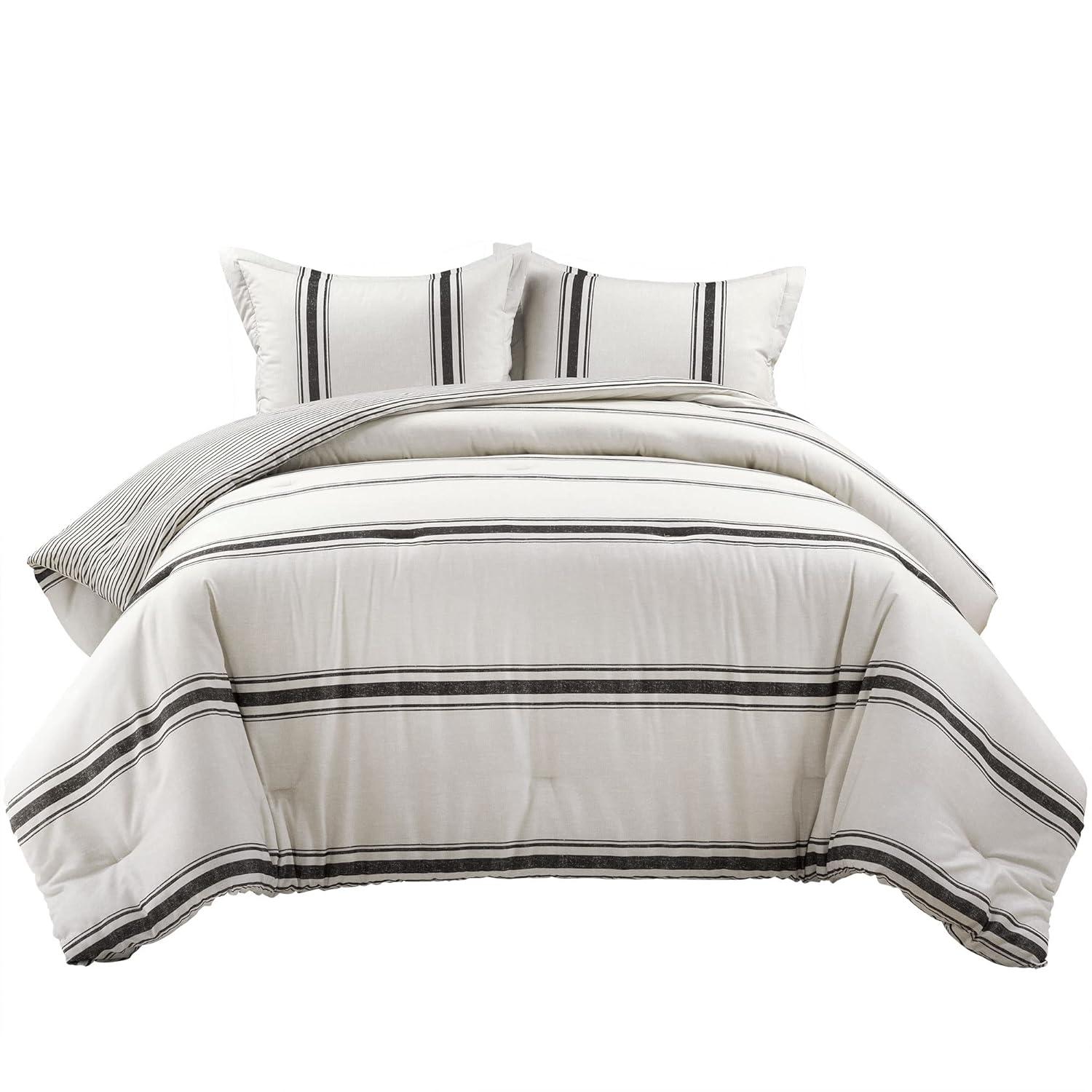 Lush Decor Dark Gray Cotton Reversible 3 Piece Comforter Set