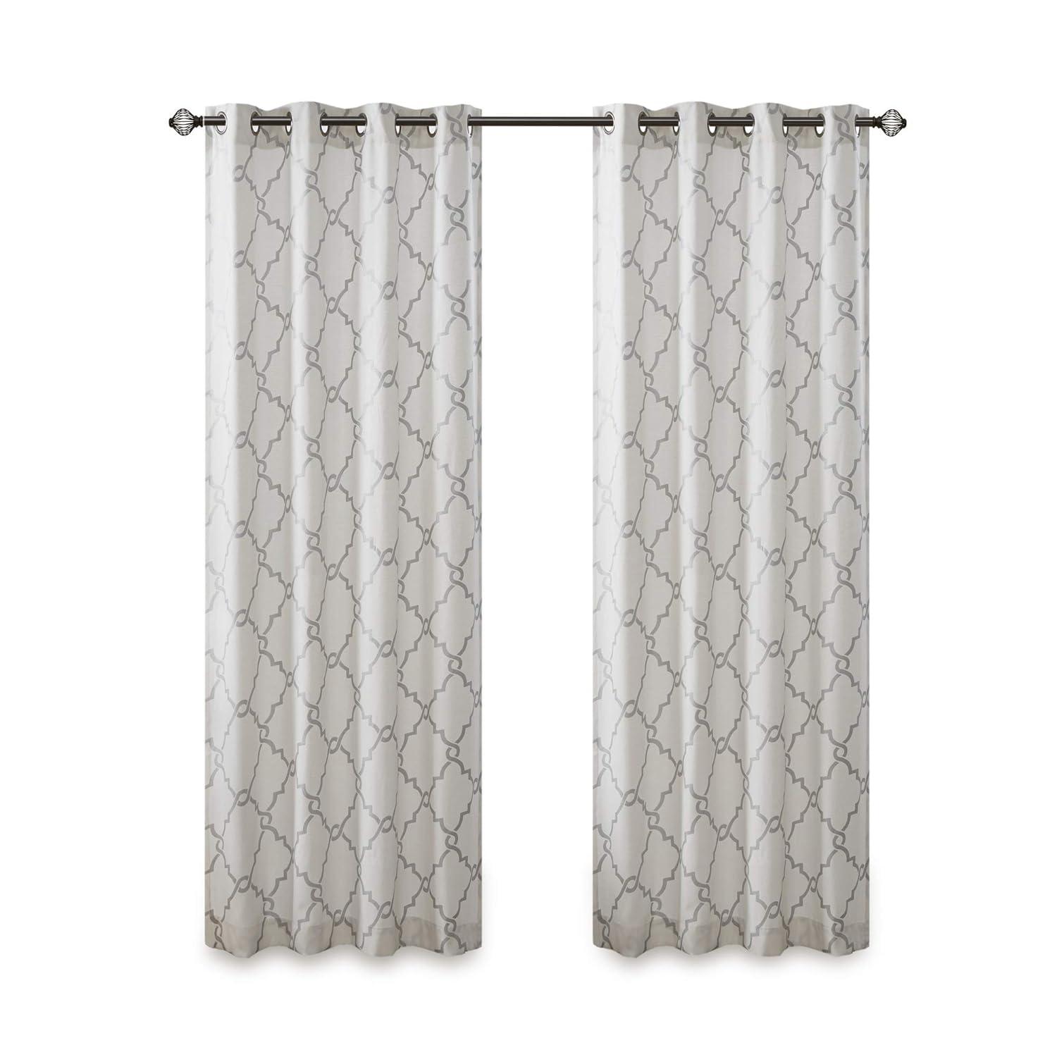 Madison Park Fretwork Print Grommet Top Single Window Curtain Panel