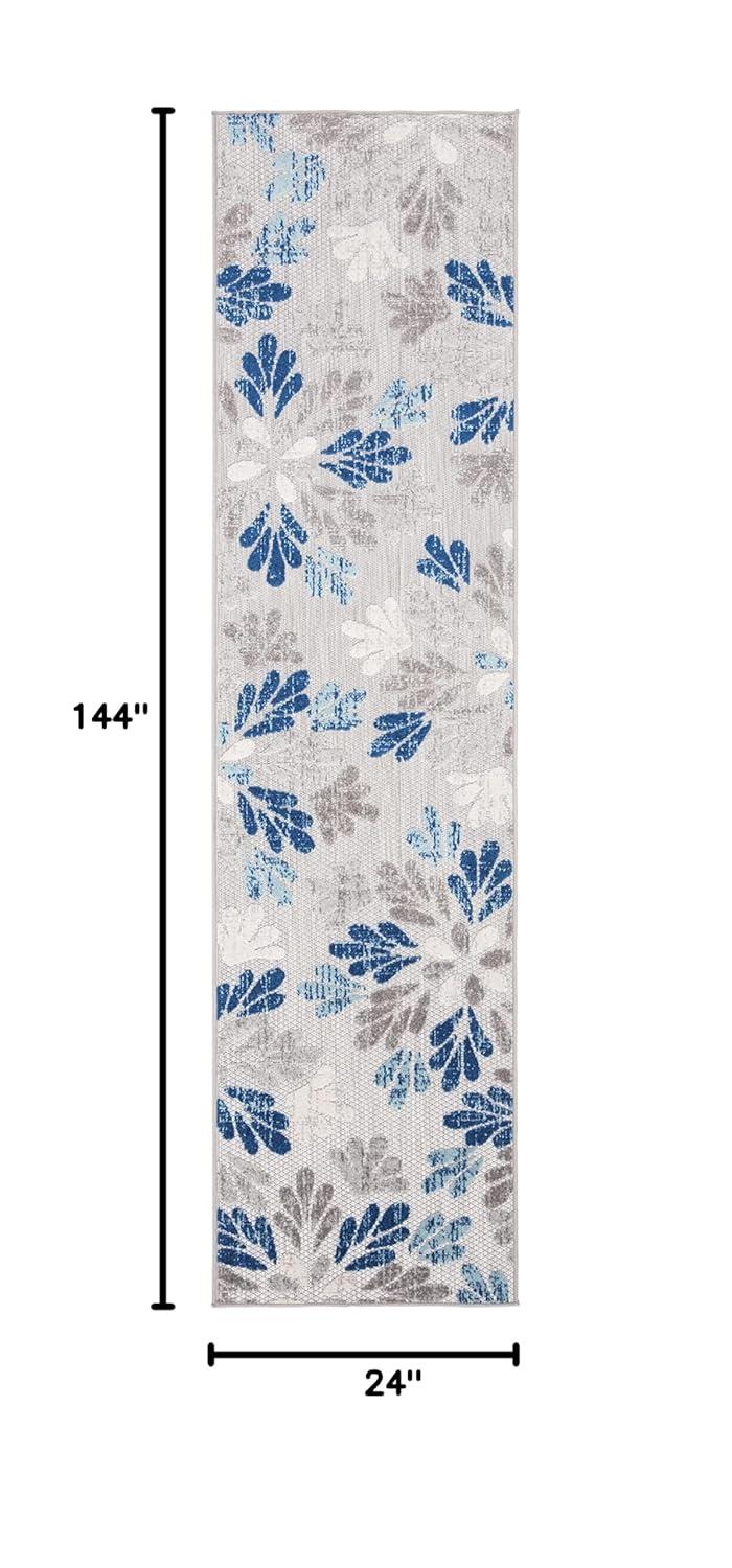 Cabana CBN800 Power Loomed Indoor/Outdoor Runner Rug - Grey/Blue - 2'x12' - Safavieh.