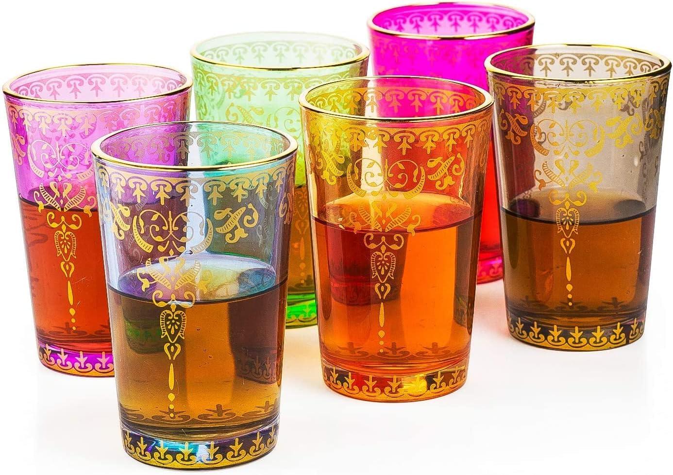 The Wine Savant Moroccan Design Drinking Glasses, Perfect Addition to Home Bar, Unique Style & Decor - 6 pk