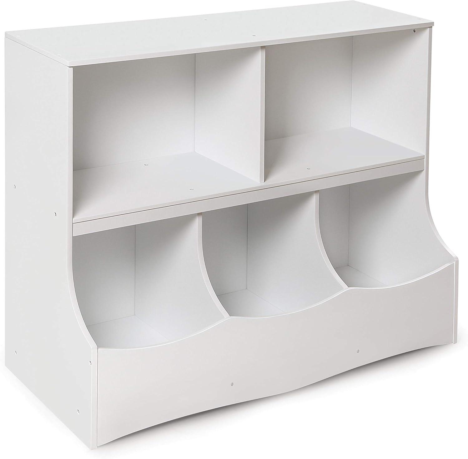 White MDF Kids Toy Storage Organizer with Cubby Bins