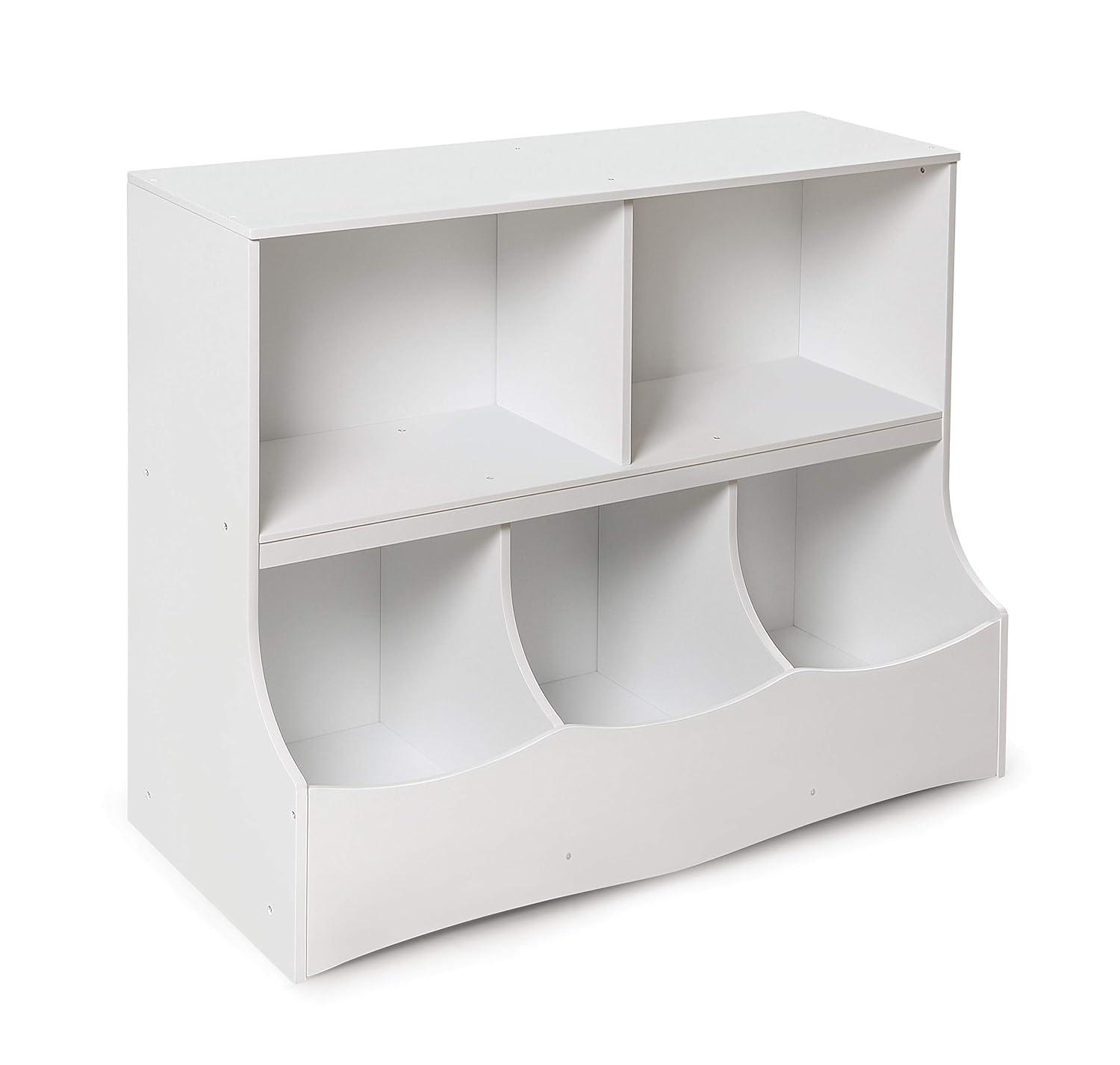 White MDF Kids Toy Storage Organizer with Cubby Bins