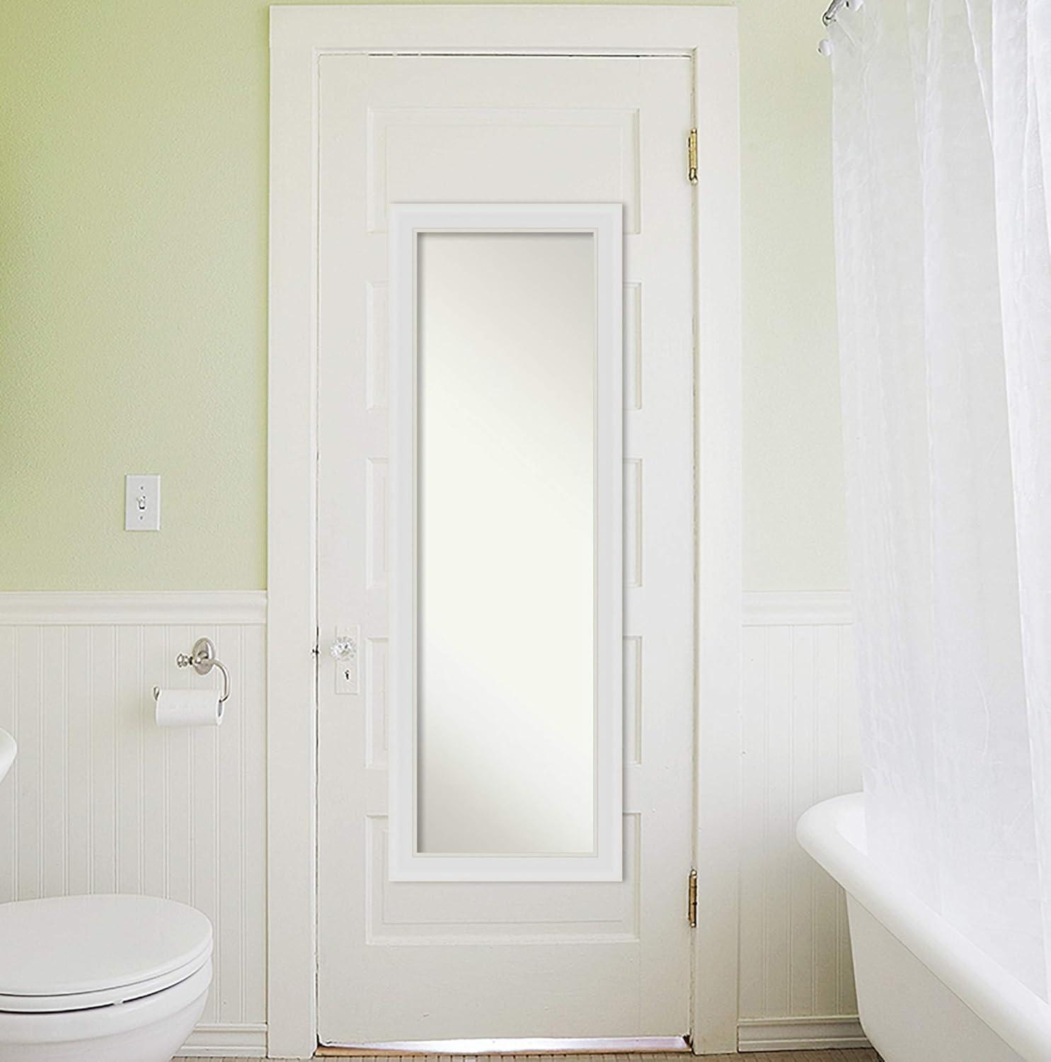 18" x 52" Flair Framed On the Door Mirror Soft White - Amanti Art: Modern Rectangle, Polystyrene Frame, No Assembly Required