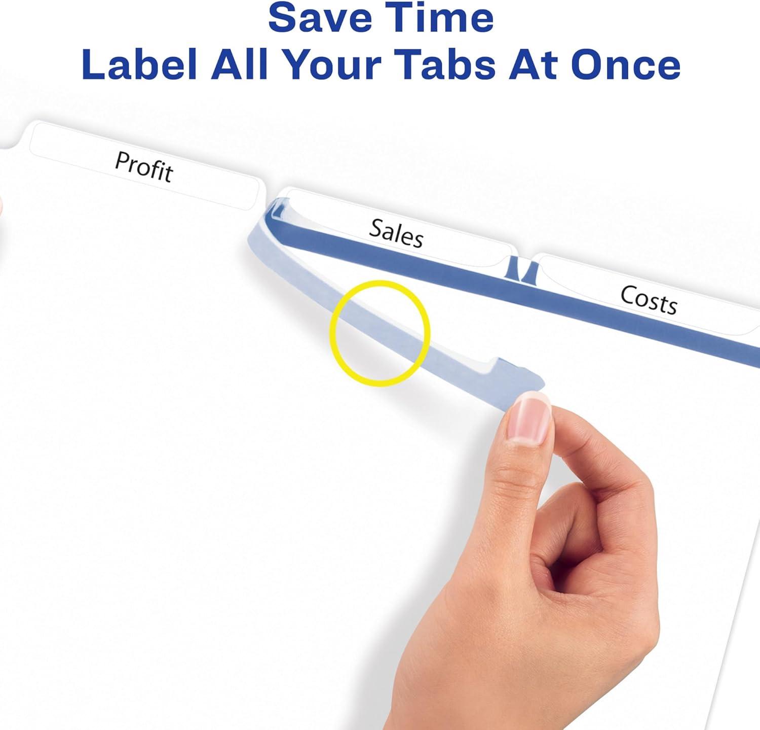 Avery Print & Apply Clear Label Dividers w/White Tabs 3-Tab Letter 5 Sets 11435