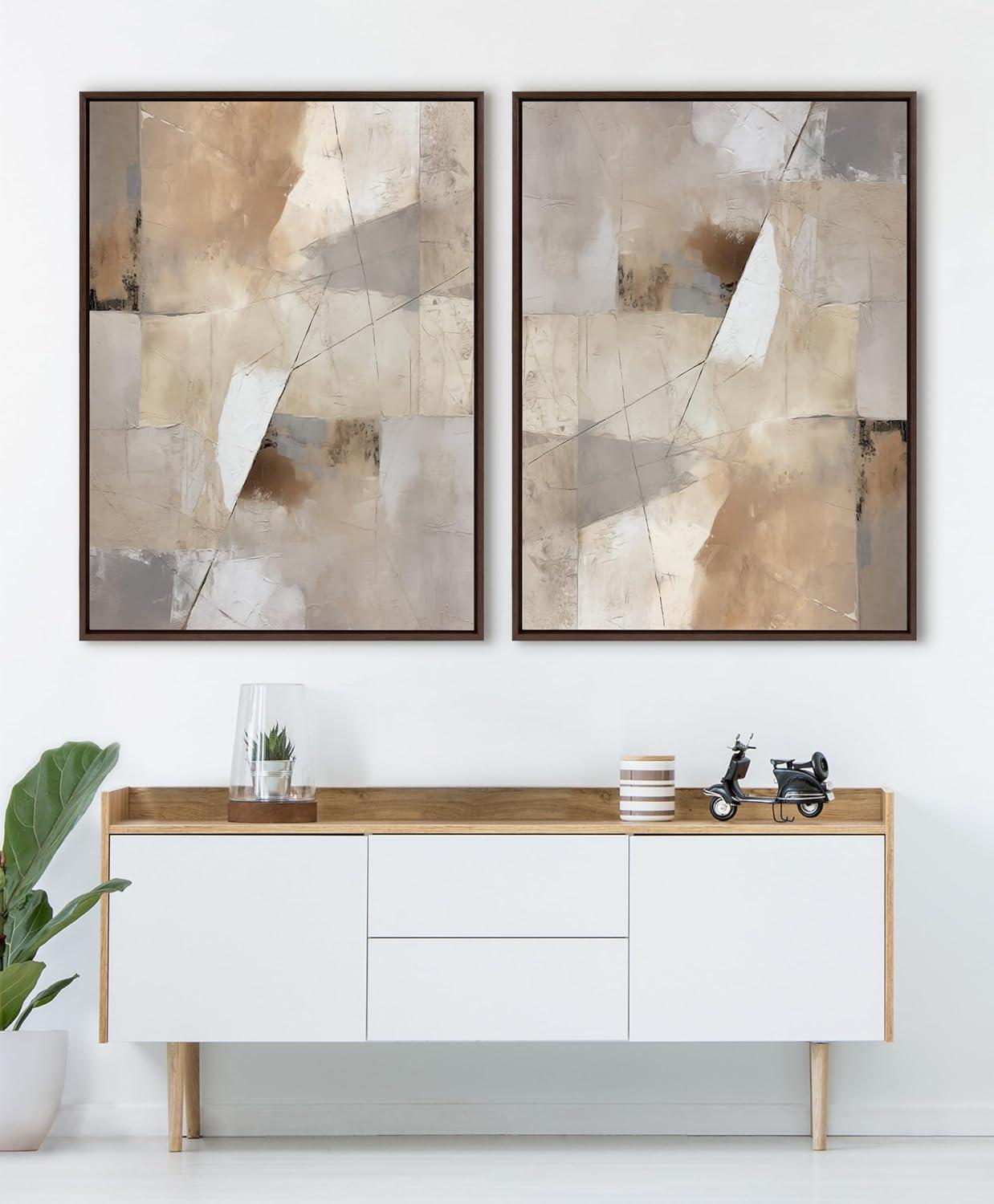 Kate & Laurel All Things Decor 31.5"x41.5" Sylvie Contemporary Neutral Textured Abstract Framed Canvas by The Creative Bunch Studio Brown