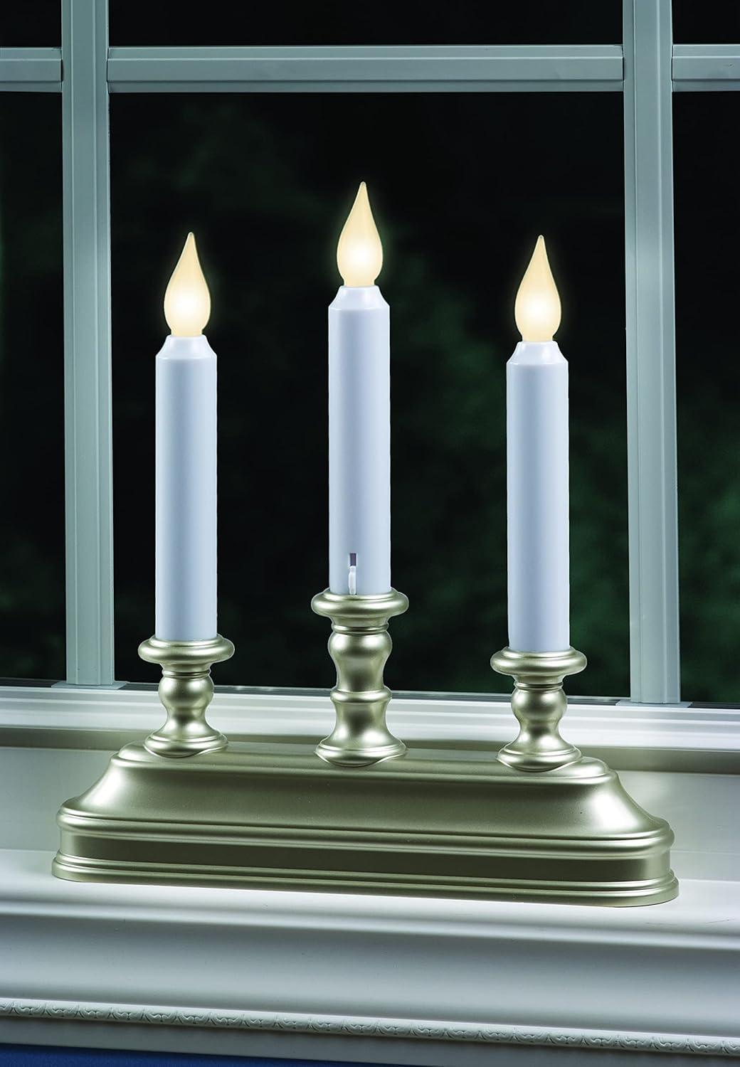 Xodus 10-1/4 In. x 9 In. x 2 In. Pewter LED Battery Operated Dual Candelabra