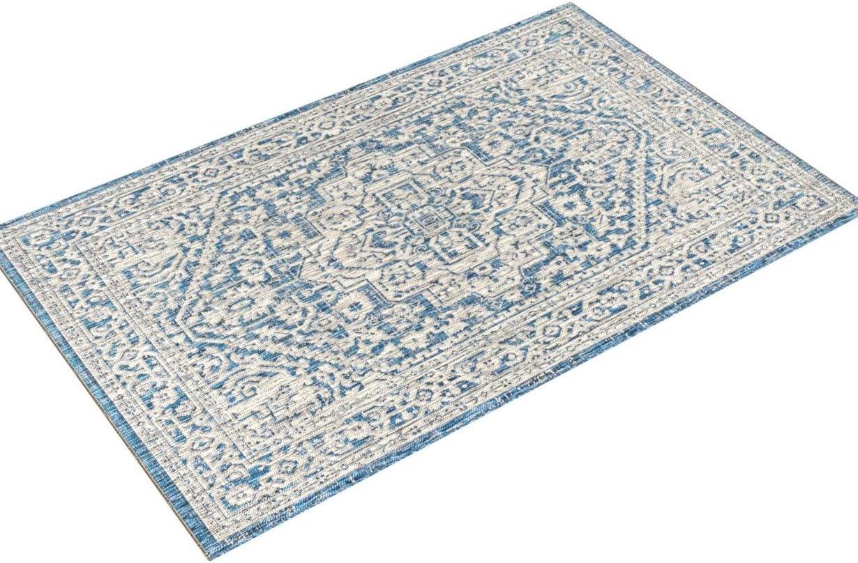 Sinjuri Medallion Textured Weave Indoor/Outdoor Area Rug - JONATHAN Y